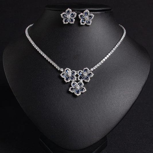 HIBRIDE French Fire Flower Necklace Earrings 2025 Gorgeous Women's Set Bridal Wedding Party Dress Holiday Gift Jewellery S-377