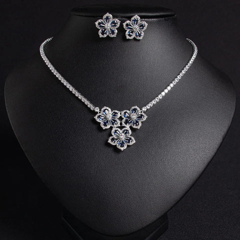 HIBRIDE French Fire Flower Necklace Earrings 2025 Gorgeous Women's Set Bridal Wedding Party Dress Holiday Gift Jewellery S-377