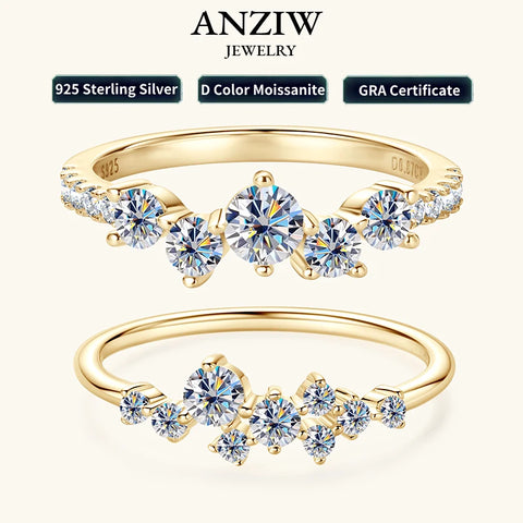 Anziw Real S925 Ring Cluster Moissanite