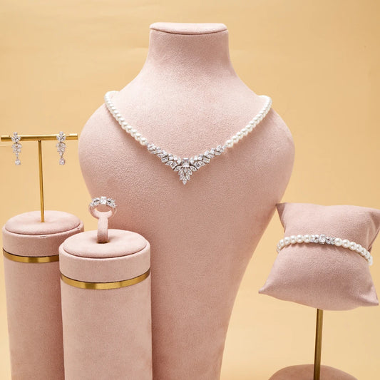 IN JEWELIFE Pearl JewelrySets for Women Cubic Zircon Set Full Jewellery Woman Saudi Arabia Wedding Party Dress Suit Accessory