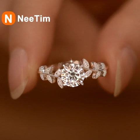 NeeTim 1CT Moissanite Diamond Rings Wedding Band