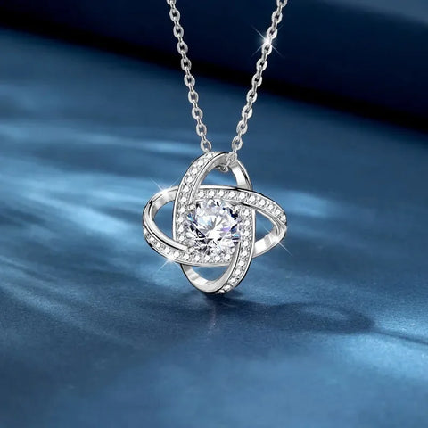 Eternity Fashion Zircon Love Knot Pendant Necklace