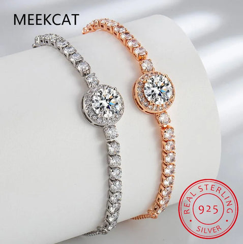 Round Cut D VVS1 Moissanite Tennis Bracelet