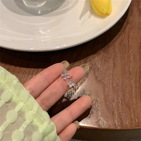 Fashion Adjustable Open Acrylic Crystal Butterfly Ring