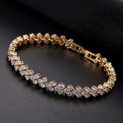 Luxury Roman Crystal Geometric Chain Bracelets