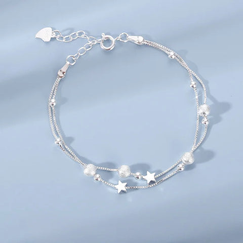 Retro 925 Sterling Silver Blue Crystal Bracelets