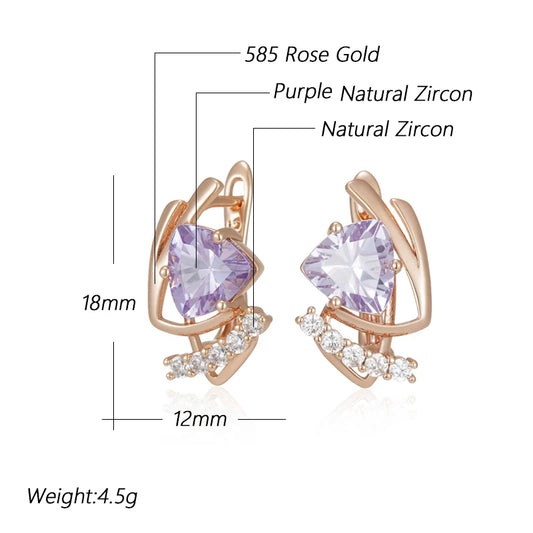 Kinel Hot Sparkling Purple Natural Zircon English Earrings