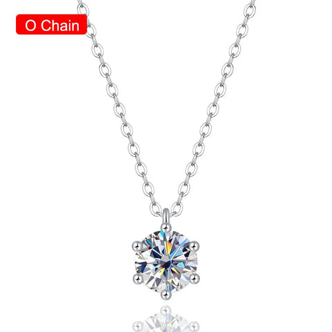 Serenity 1ct D Color Moissanite Pendant Necklace for Women Wedding 100% S925 Solid Silver Necklace Chain Plated 18K Anniversary