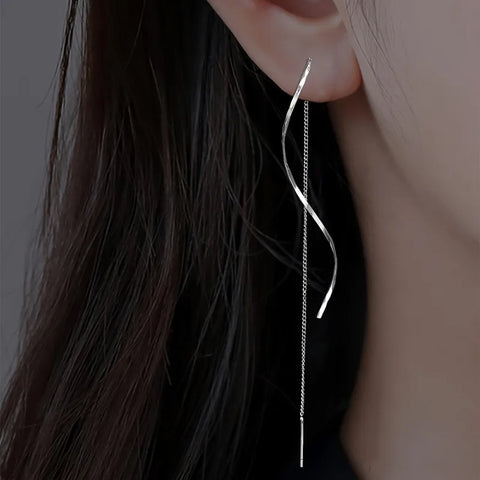 1 Pair Fashion Long Tassel Threader Earrings