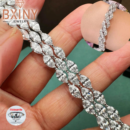 BXINY 3*6mm Marquise Cut Full Moissanite Tennis Bracelets