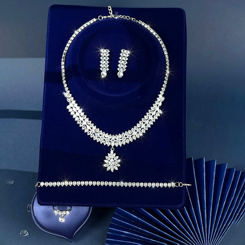 2025 5pcs/set wedding celebration luxurious cubic zirconia jewelry set classic fashionable for prom and daily wear