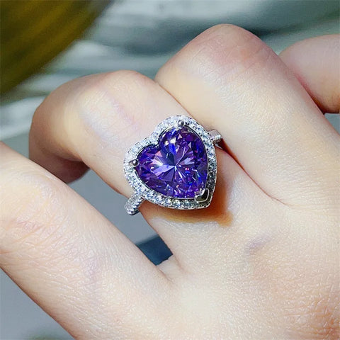 Hot Selling 5ct Purple Heart Moissanite Rings