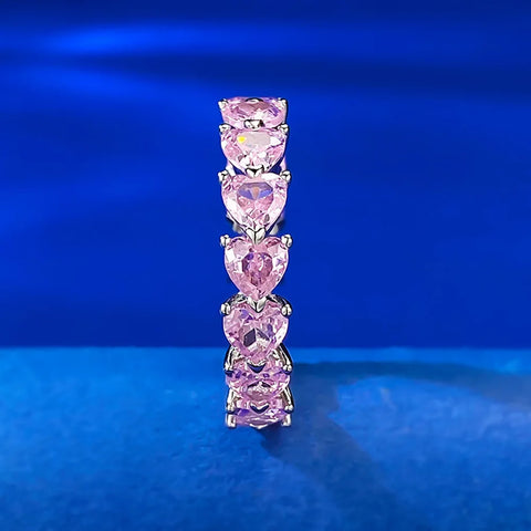 Heart-Shaped Pink Quartz Lab Diamond Ring