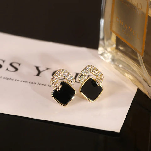 Korean Style Black Zircon Stud Earring