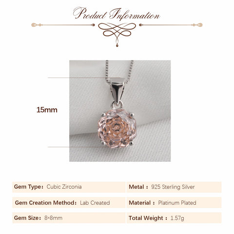 Potiy 2ct Morganite Pink Octagon Rose Cut Pendant Necklace No chain Cubic Zirconia 925 Silver Jewelry Gift