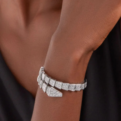 Snake shaped bracelet, women's full diamond bracelet