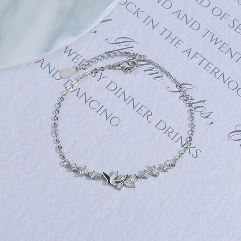 VENTFILLE 925 Silver Diamond-Studded Butterfly Bracelet