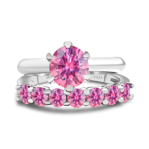 Total 1.7 carat moissantie ring set Silver 925 Brilliant Cut