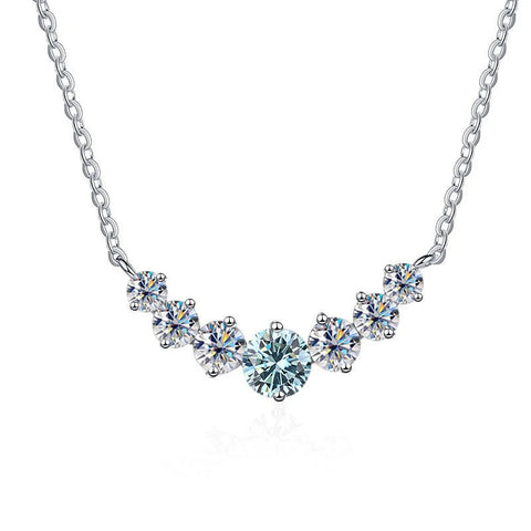 JoyceJelly 5 Moissanite stones Necklace For Women Wedding Jewely with GRA Certified 925 Sterling Sliver Plated 18k White Gold