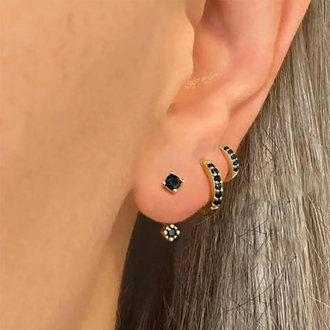 Turquoise Mini Set: Turquoise Gold Hoops.