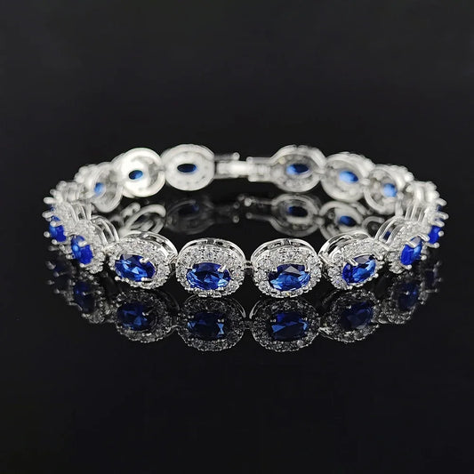 18cm Goth Blue Red Green Black Color Oval Bracelet