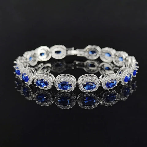 18cm Goth Blue Red Green Black Color Oval Bracelet