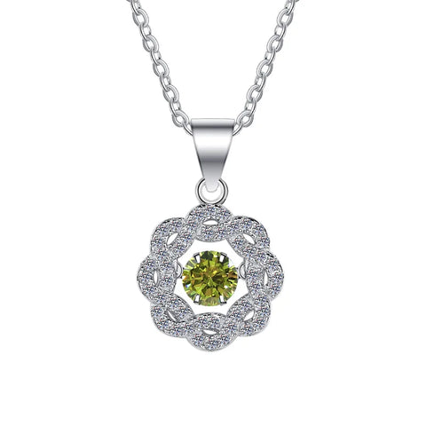 JEJIRCON S925 Sterling Silver Moissanite Necklace for Women 0.5CT Jumping Heart Moving Flower Versatile Pendant Clavicle Chain