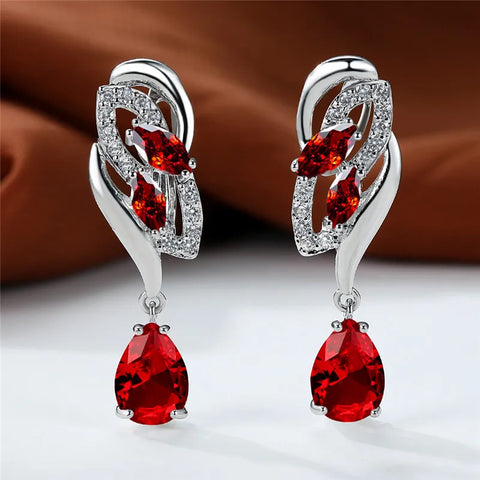 Luxury Female Blue Rainbow Stone Earring