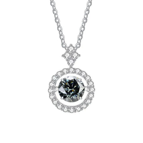 JoyceJelly 1CT Moissanite Diamond Necklace S925 Sterling Silver Beating Heart Pendant Clavicle Chain VVS D Color 3EX Cut Round