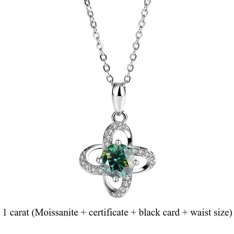 2025 New s925 sterling silver light luxury clover silver pendant Moissanite necklace is a classic and fashionable gift for women