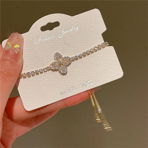 Korean Original Design Sparkling Zircon Flower Bracelet