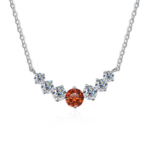 JoyceJelly 5 Moissanite stones Necklace For Women Wedding Jewely with GRA Certified 925 Sterling Sliver Plated 18k White Gold