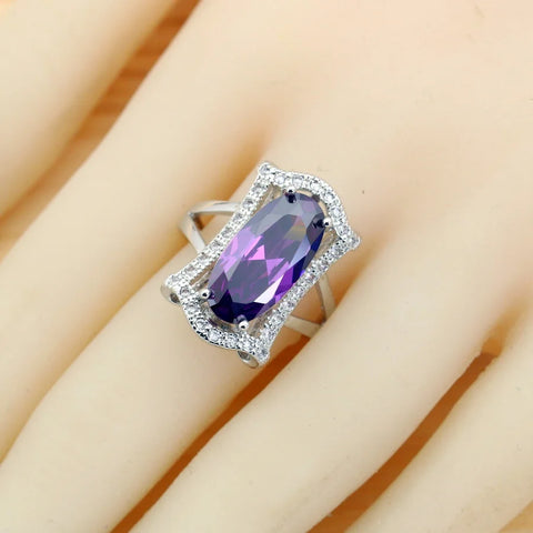 luxury Purple Zirconia 925 Silver Jewelry Sets