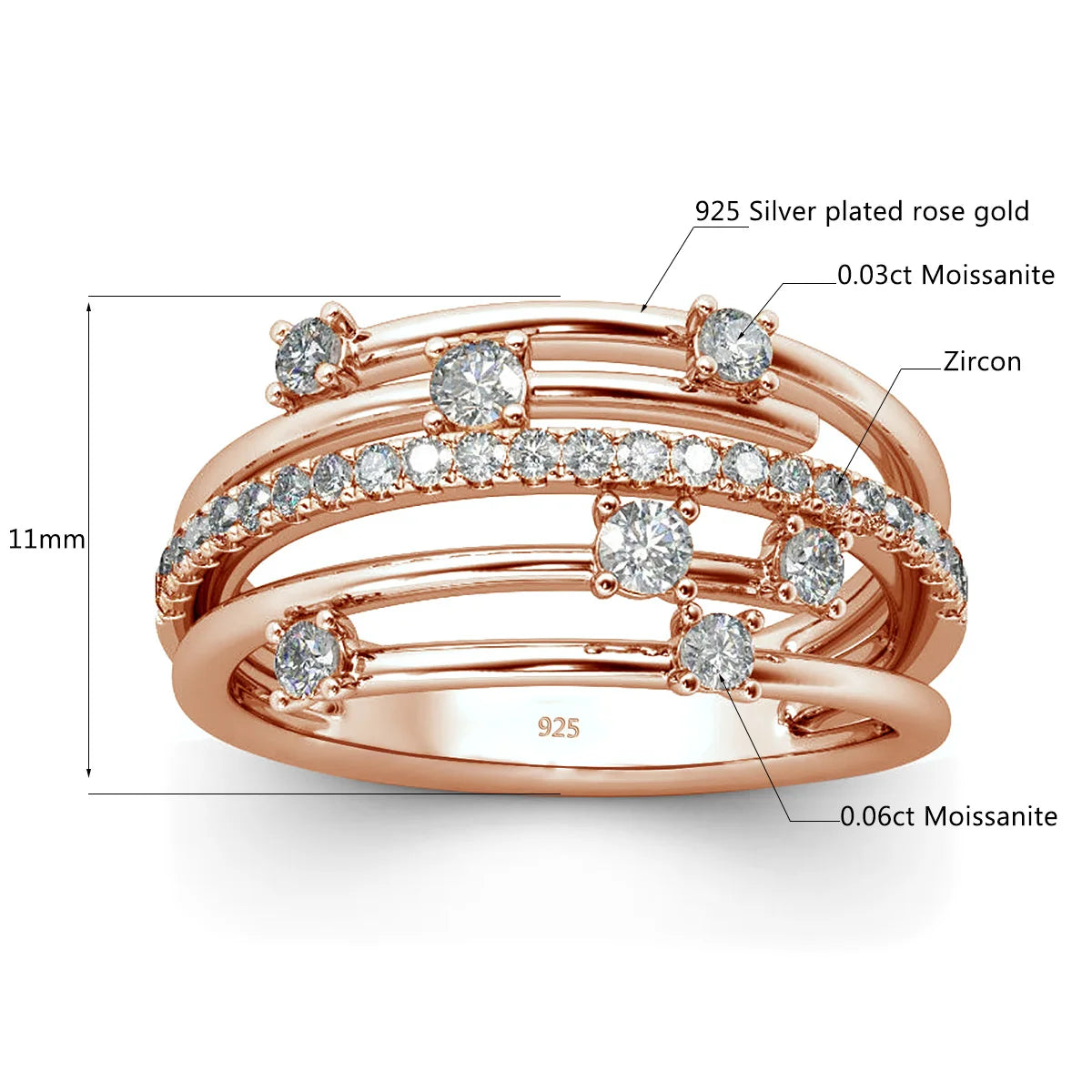Szjinao Brand Trendy  Moissanite Ring - BOLEVARD RING