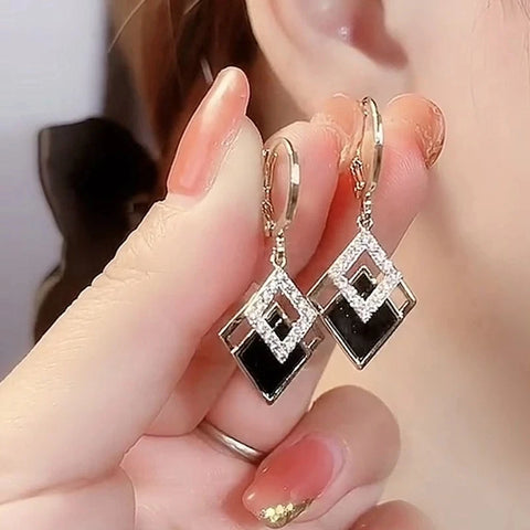 Korean Style Black Zircon Stud Earring