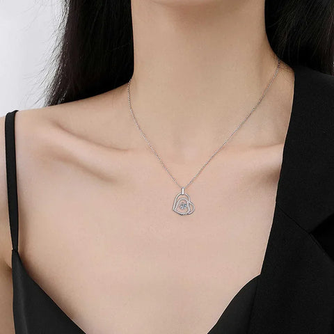 S925 Sterling Silver Heart Shaped Pendant Necklace Clavicle Bone Cross Border Jewelry MOissanite Sparkling Pure Silver Heart