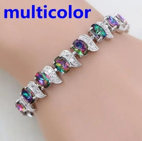 Graceful Green Crystal Leaf Bracelet
