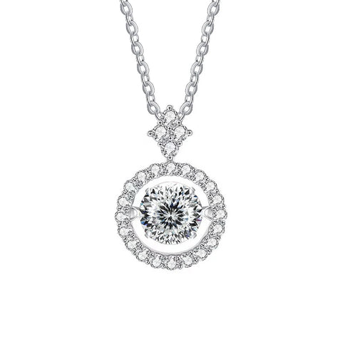 JoyceJelly 1CT Moissanite Diamond Necklace S925 Sterling Silver Beating Heart Pendant Clavicle Chain VVS D Color 3EX Cut Round
