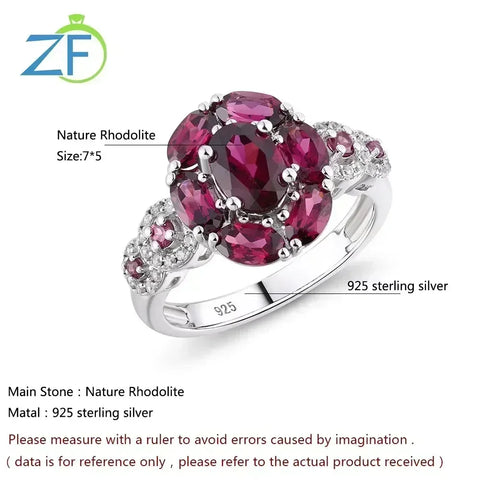 GZ ZONGFA Purple Rhodolite Garnet Halo Rings