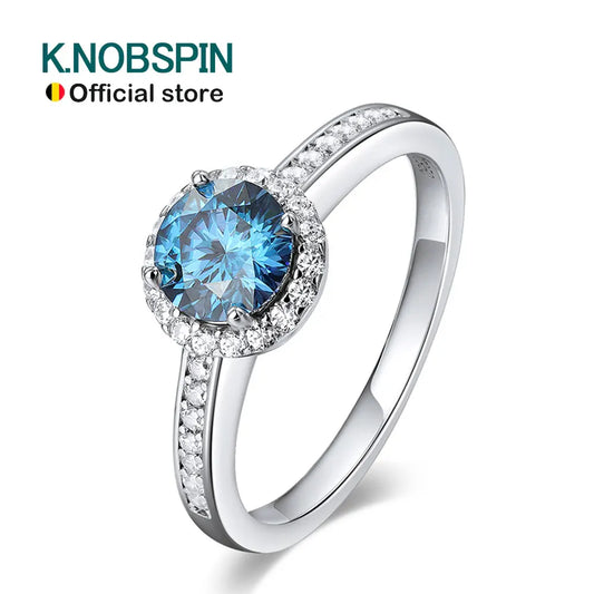 KNOBSPIN 1-5ct Blue Moissanite Ring