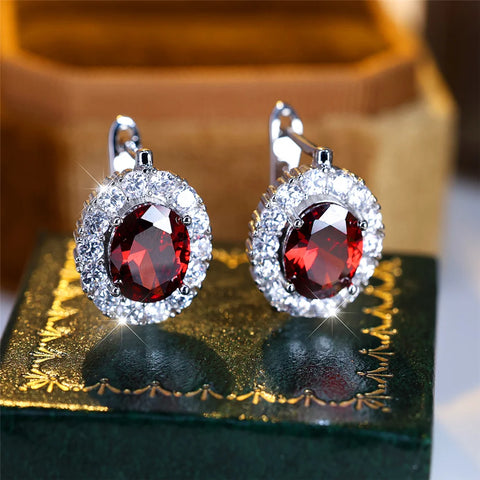 Cute Small Blue Green Zircon Stone Hoop Earrings