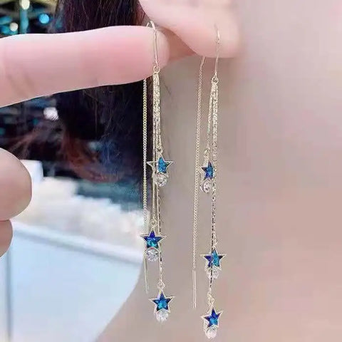 New Blue Heart Shaped Zircon Earrings