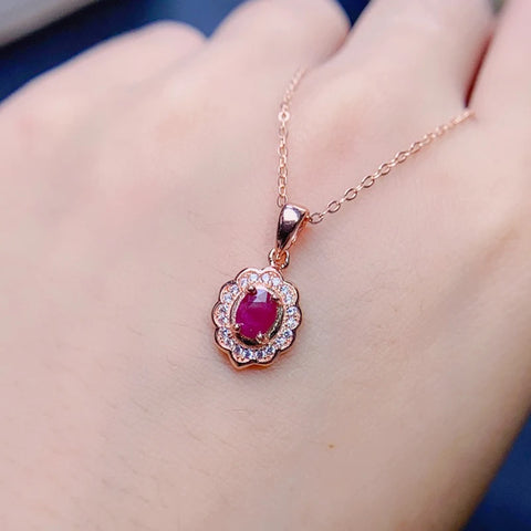 Natural ruby pendant necklace for women silver 925 jewelry luxury gem stones 18k gold plated free shiping items