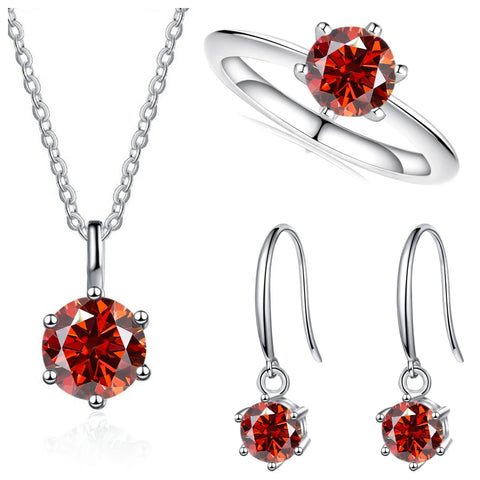 Total 2.5ct Solitaire 925 Sterling Silver moissanite Jewelry set for charm lady  for Women Fine Jewelry dating party gift