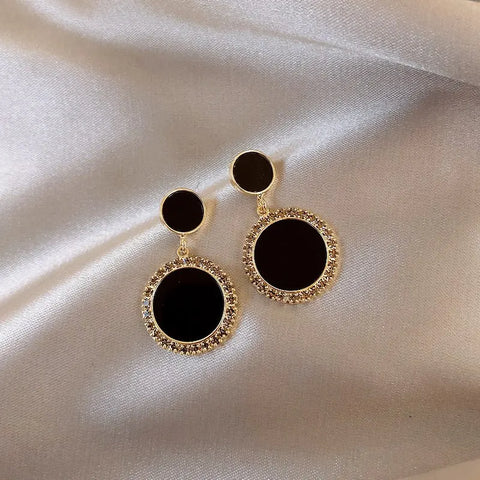 Korean Style Black Zircon Stud Earring