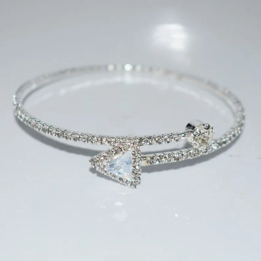 1 Row Triangular Zircon Rhinestone Open Bracelet