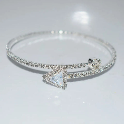 1 Row Triangular Zircon Rhinestone Open Bracelet