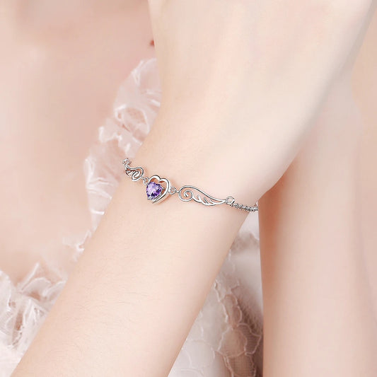 New Love-heart Purple Rhinestone Bracelet