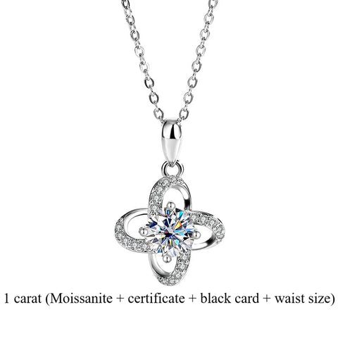 2025 New s925 sterling silver light luxury clover silver pendant Moissanite necklace is a classic and fashionable gift for women