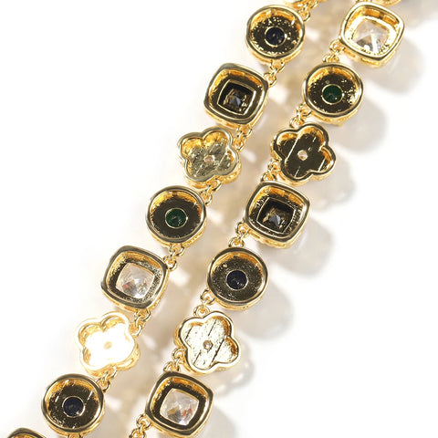 Uwin Square Colored Zircon Necklace
